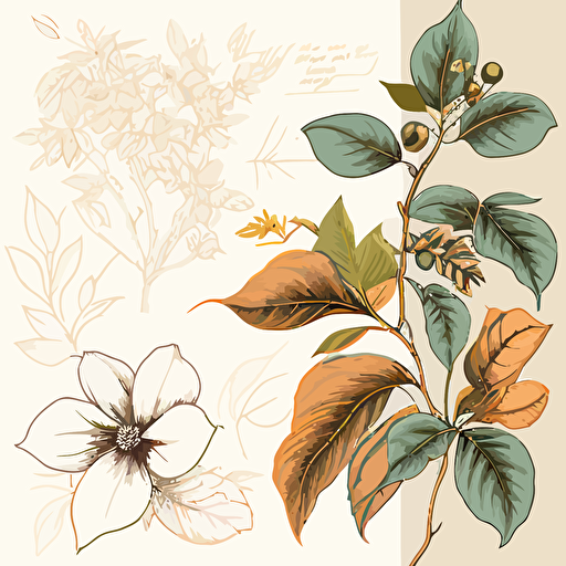 pdf vector drawing of botanicals and florals