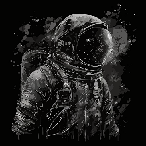 dark ethereal black grunge astronaut, vector logo, high resolution ar 3:2