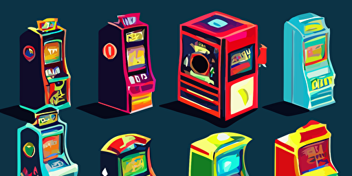 Many slot machines, vector art