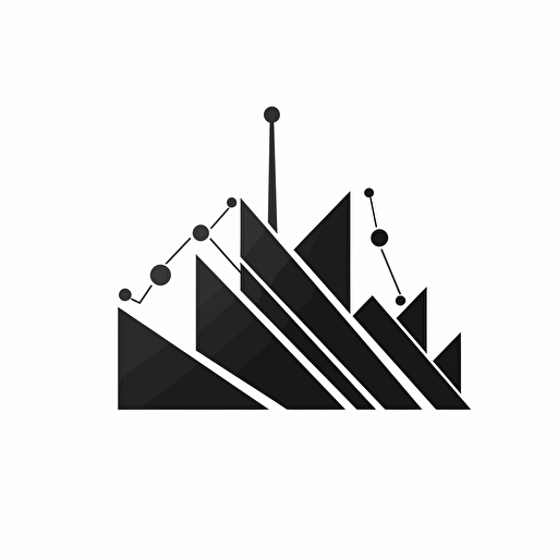 modern ,pixel iconic logo of upward line trends, black vector, on white background