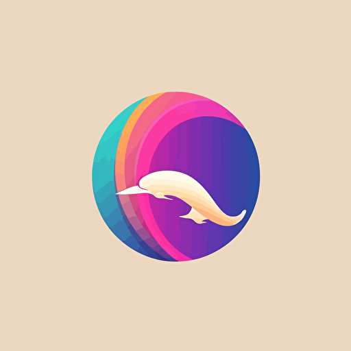 flat vector logo of circle, gradient, whale wrapped around earth, simple minimal, by Ivan Chermayeff