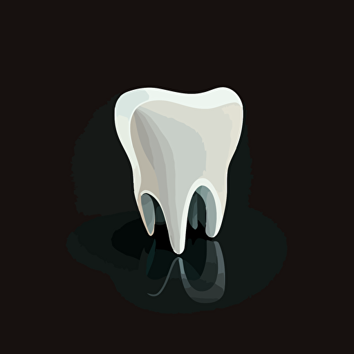 flat vector illustration of a white tooth on a black background