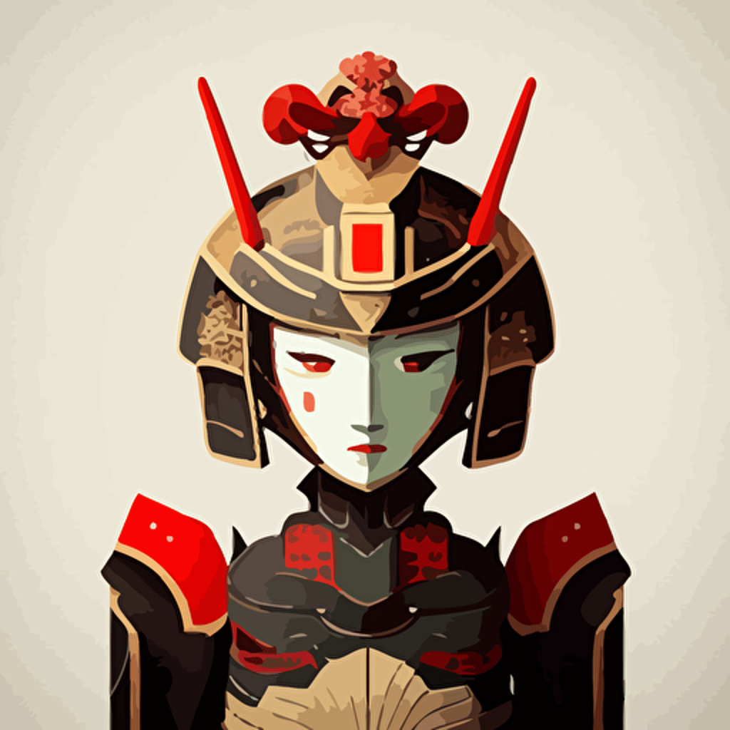 a robot geisha android, vector art, in the style of Jeremy Lord
