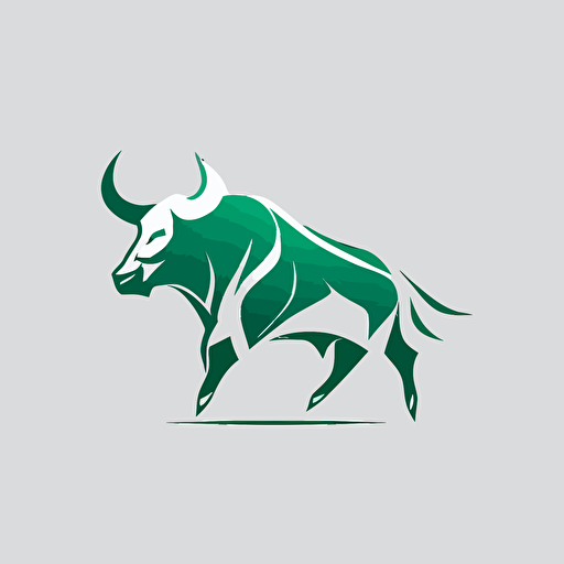 bull vector logo, green and white, minimalistic