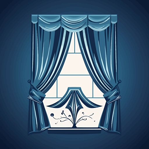 a logo for a company that designs window shades and curtains, vector art, blue