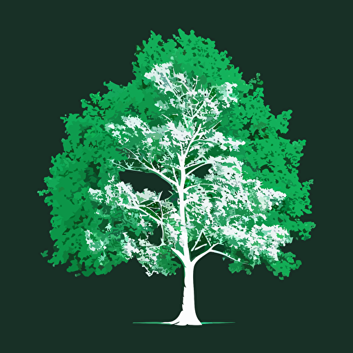 outline white tree vector on green background
