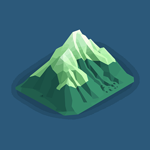 Isometric icon, Mountain, solid background, in the style of Matthew Skiff illustrations, in the style of Christopher Lee illustrations, in the style of Jonathan Ball illustrations, simple, rough-edged drawing, vector illustration, flat art,