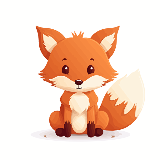 cute, vector, little fox, white background