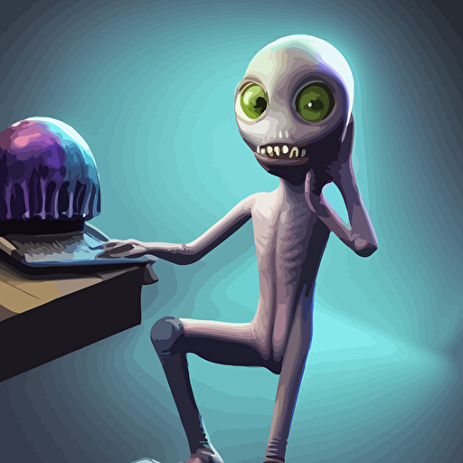 alien laptop computer isometric 3d ultra hd character design mark ryden pixar hayao miyazaki unreal 5 daz hyperrealistic octane render cosplay rpg portrait dynamic lighting intricate detail summer vibrancy cinematic