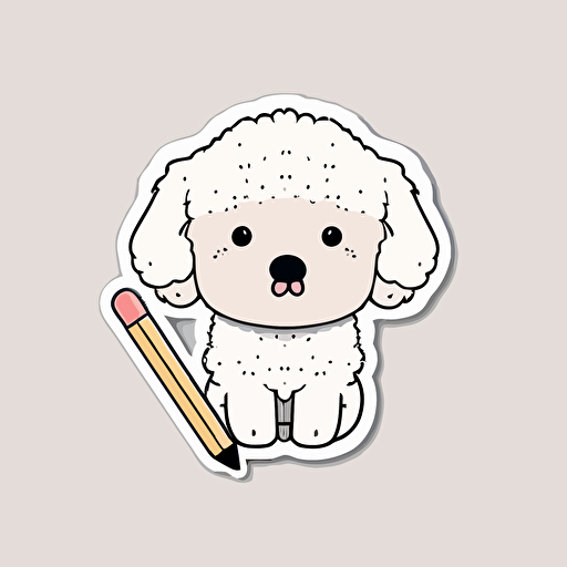 sticker, cute kawaii bernadoodle. Vector, pING, white