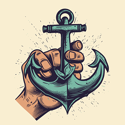 a vector style hand holding a spanned with one end of the spanned in the shape of an anchor