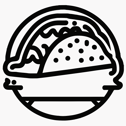 taco icon, simple outline, vector, clean, modern, hipster, black, white background, by Keith Herring