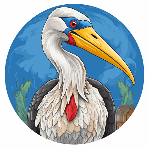 Stork, vector, ukrainean, flat head only, with ukrainean symbol