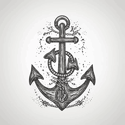 black minimalist anchor, vector, 2d, lineart, white background