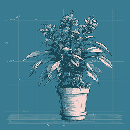 a technical line drawing of a pot plant