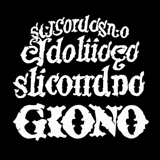 grindcore music text font, saying ‘Hellbound Since 666’, vector, white on black, 2d