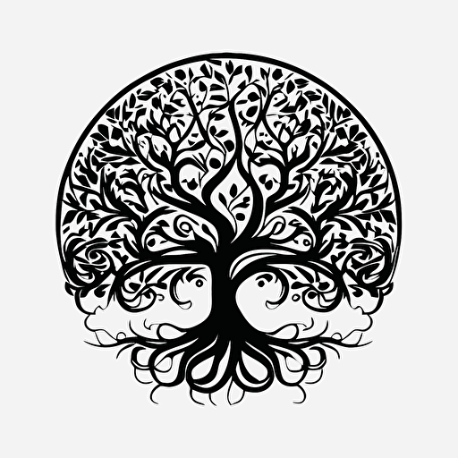 tree of life logo, great detail, vector, white backround, abstract, icon