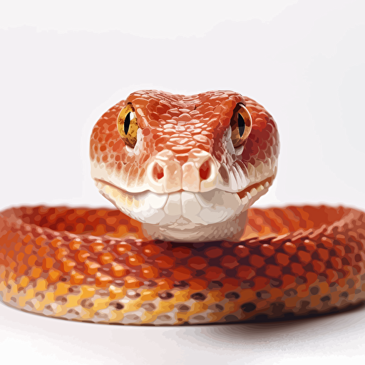 Corn Snake reptiles looking with head up straight in the camera, white bg, vector