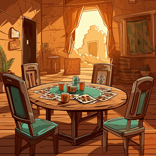background vector image of table for card games in arabic coffee shops