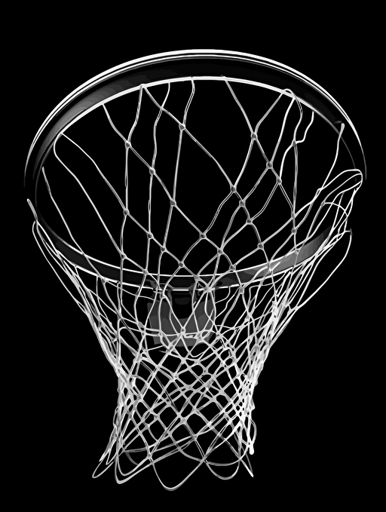 a vector drawing of a basketball rim and net, 300 dpi