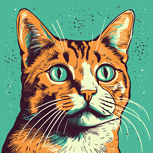 vector art style cat looking nervous, in the style of Micheal Parks