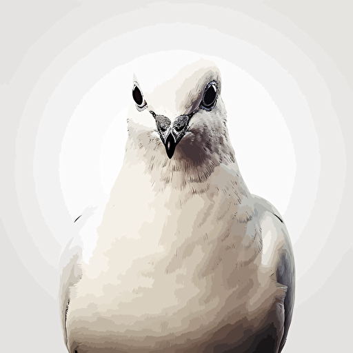 Dove bird looking straight in the camera, white bg, vector
