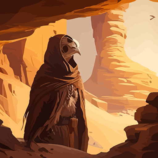 aarakocra monk in desert cliff side vector art