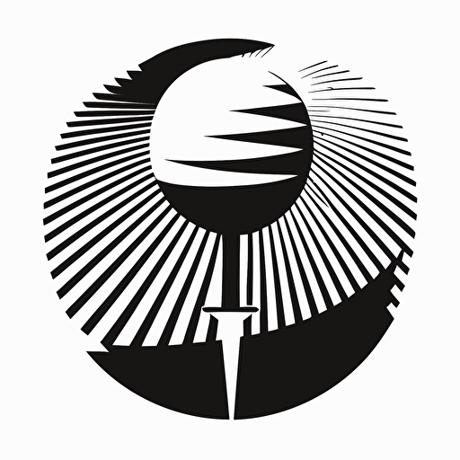 an abstract but simple golf tee logo (nothing on top of the tee), vector, black and white