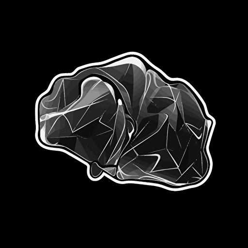 sticker, piece of gum, contour, vector, black background