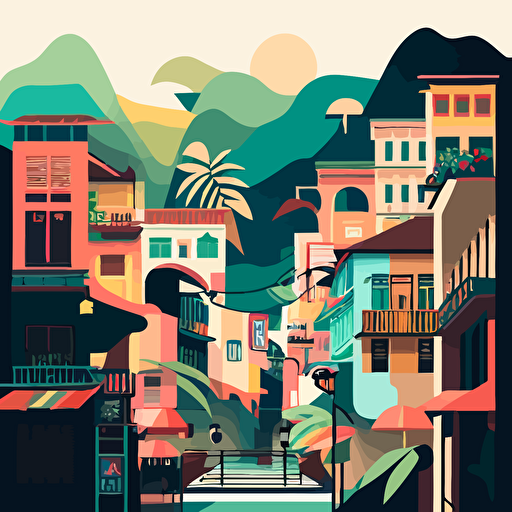 vector art, fun, colorful, taiwanese city