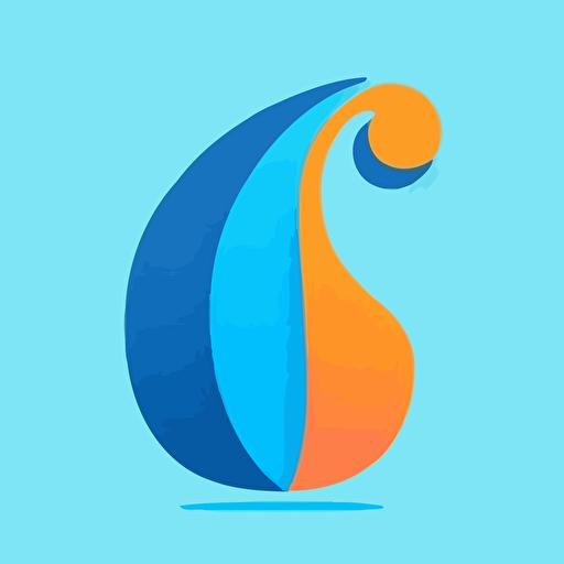 flat vector logo of "C", gradient, blue genie, simple minimal, by Ivan Chermayeff