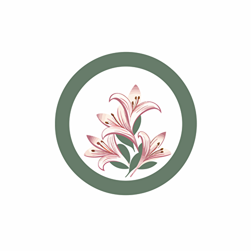 lily flower, inside a circle surrounded by knot plain logo style, vector, single color