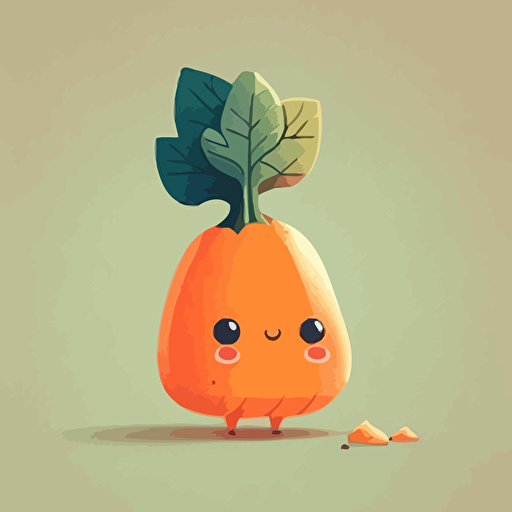 Cute single carot vector drawing in the 2D game, cartoon style, vector illustration, soft color tone, outline, Trending on artstation