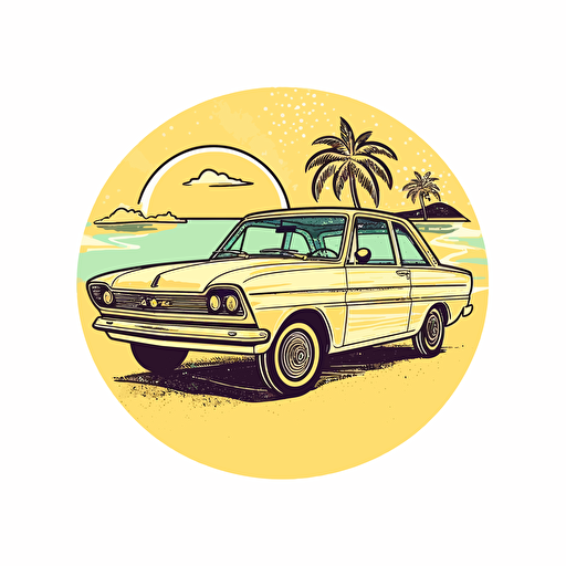 Logo for an instagram profile called Opaleiros do Piauí, with a yellow Opala car, vector, white background, elentos ligados a carro