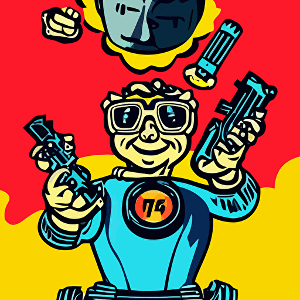 fallout 7 6 retro futurist illustration art butcher billy sticker colorful illustration highly detailed simple smooth clean vector curves jagged lines vector art smooth andy warhol style