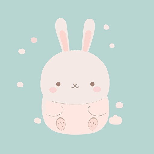 flat vector illustration, baby core, cute bunny, in style of sanrio