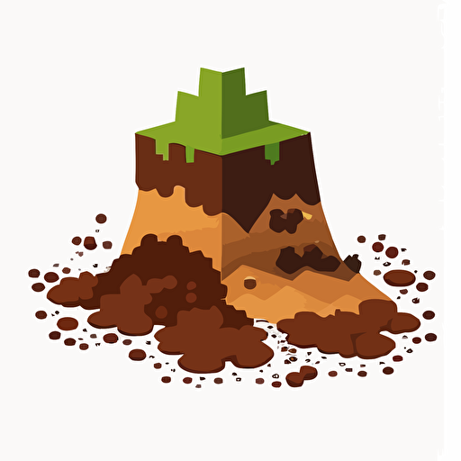 simple vector design of a minecraft dirt, white background