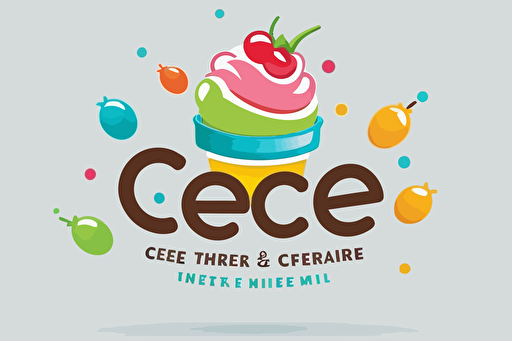 "CRÉMÉ" ; frozen yoghurt dessert logo, "CRÉMÉ" wordmark logo, simple logo, fun, playful color, arrangement, friendly design, vibrant colors, vector ; on white background