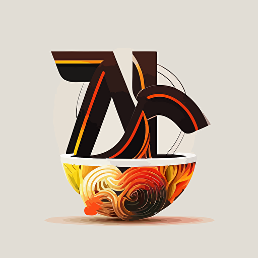 abstract logo, combination mark, text is “AIΩ“, a bowl of ramen with meat and vegetables, abstract,vector, simple, flat, plain,smooth, low detail, minimal, white background