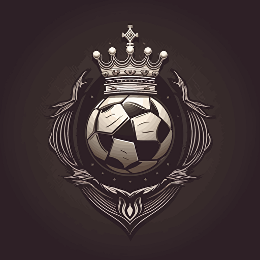 soccer team logo with a royal crown and a soccer ball concept art, illustrator vector