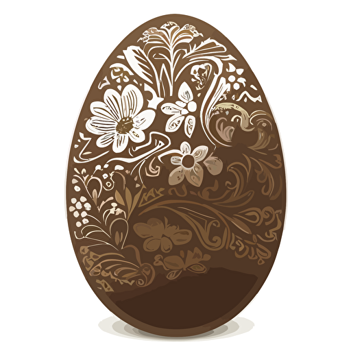 sticker vector design, decorated chocolate easter egg shape, white outline, highly detailed