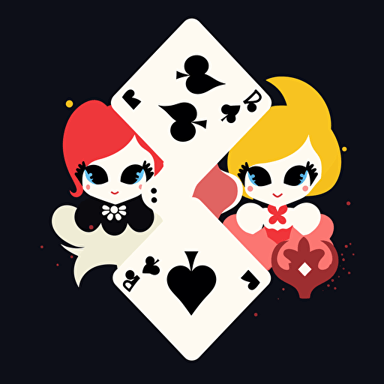 Powerpuff Girls, Powerpuff Girls as playing card, Simple, Minimalist, painting, illustration, vector