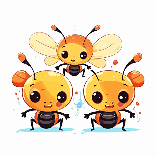 cute ants kawaii style, vector clipart