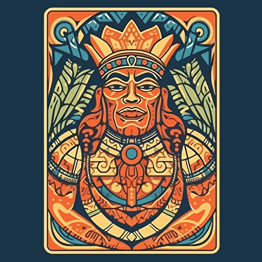 playing card king polynesian flat vector bright colours