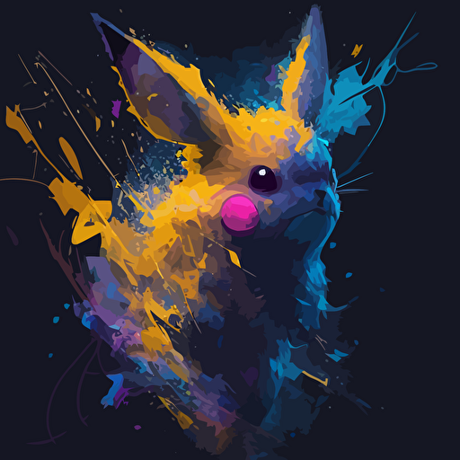 Pikachu::2 Surrealism, vector art, negative space, gradient, impressionism, synthwave:: logo design, color theory, fantasy, light and shadow, composition::2 mockup::-2