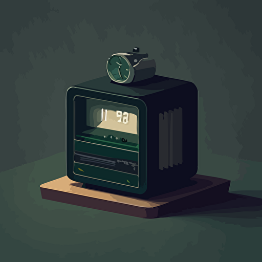 an illustration of a nightstand with a small digital alarm. Modern. Moody. Vector