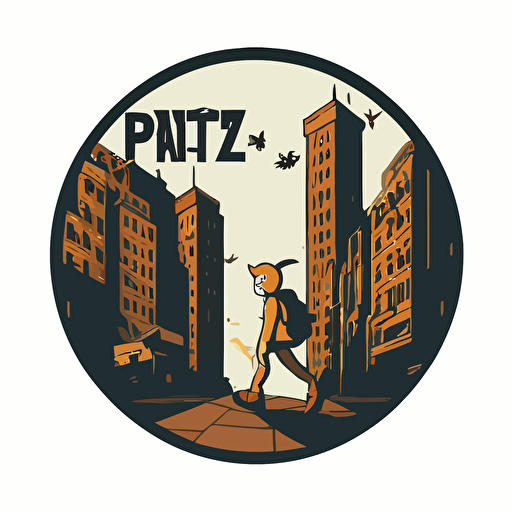 pixies in the bad part of the city, vector logo, vector art, emblem, simple cartoon, 2d, no text, white background