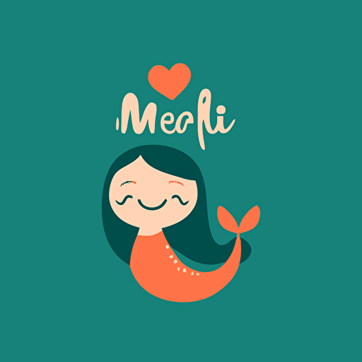 mermaid, logo, vector, simple, happy, love, flat, minimal