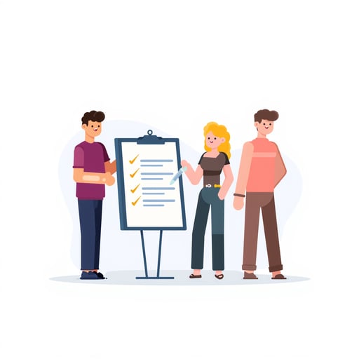 a team checking items off 