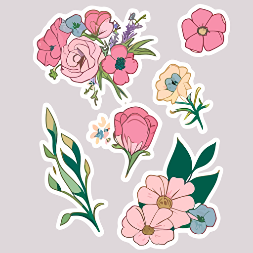 flowers, sticker, vector, solid background